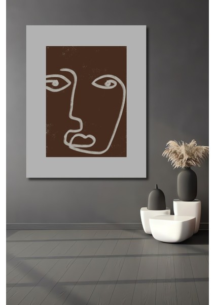 Dekoratif Ahşap Dikdörtgen Tablo Basit Çizgi Yüz