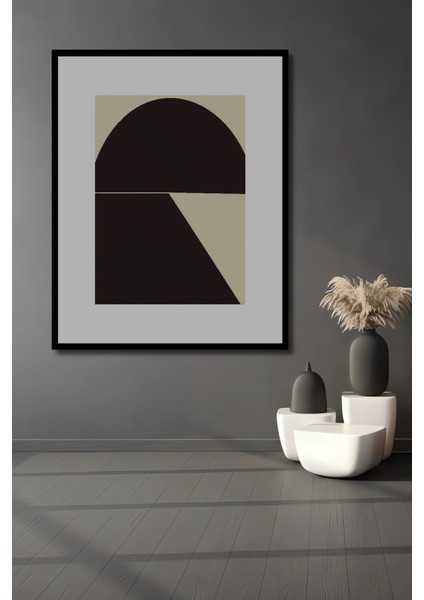 Dekoratif Ahşap Dikdörtgen Tablo Soyut Geometri Çerçeve Görünümlü