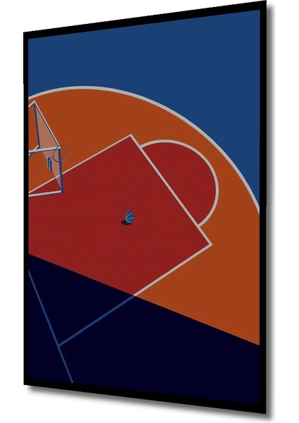 Çerçeve Görünümlü Renkli Basketbol Sahası Ahşap Mdf Dekoratif Tablo Dikdörtgen Tablo fiyatları