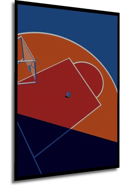 Çerçeve Görünümlü Renkli Basketbol Sahası Ahşap Mdf Dekoratif Tablo Dikdörtgen Tablo modelleri