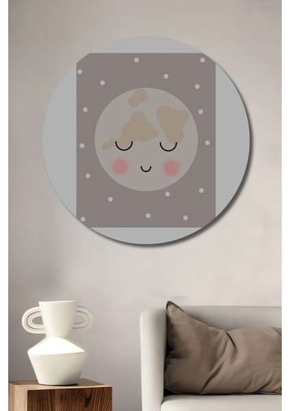 Dekoratif Ahşap Yuvarlak Tablo Gülen Dünya