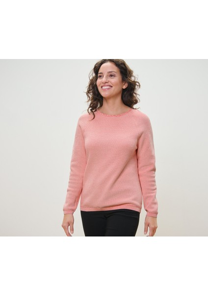 Kadın Örgü Kazak, Yumuşak Pamuklu, Mercan fırsatları