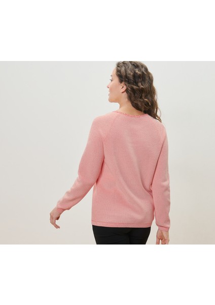 Kadın Örgü Kazak, Yumuşak Pamuklu, Mercan indirimleri