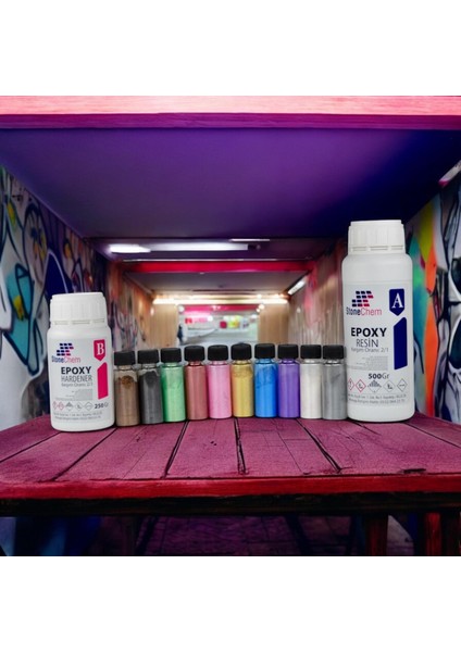 Ultra Şeffaf Epoksi Reçine 750 gr + Pigment Seti 10X20 ml