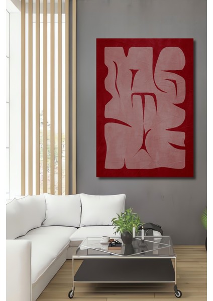 Dekoratif Ahşap Dikdörtgen Tablo Kırmızı Soyut Sanat