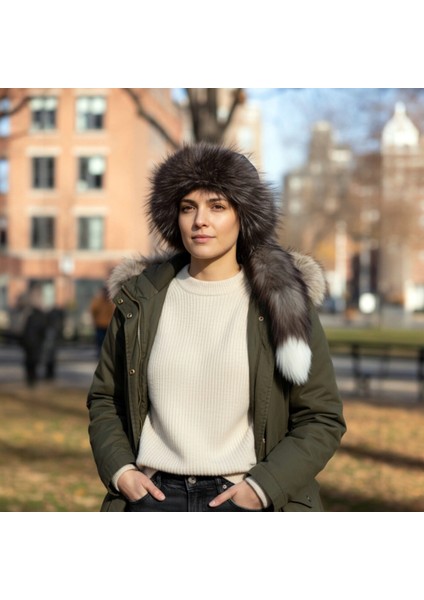 Gerçek Deri Kuyruklu Deri Börk Erkek Kadın Şapka Bere Koyukahve modelleri