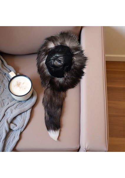 Gerçek Deri Kuyruklu Deri Börk Erkek Kadın Şapka Bere Koyukahve fırsatları