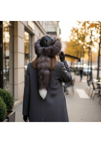 Gerçek Deri Kuyruklu Deri Börk Erkek Kadın Şapka Bere Koyukahve indirimleri
