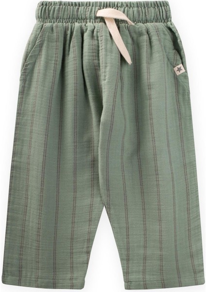 Müslin Pantolon 1-7 Yaş Yeşil Çift Çizgili fırsatları