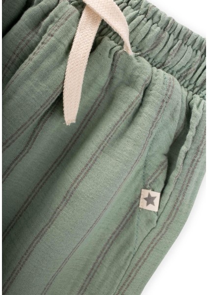 Müslin Pantolon 1-7 Yaş Yeşil Çift Çizgili modelleri