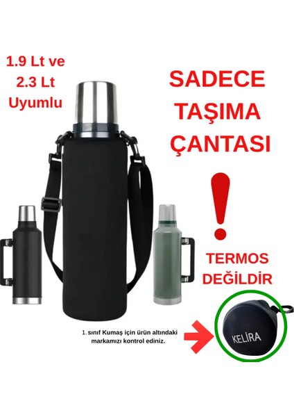 Neopren Termos Çantası ve Omuz Askısı - 2.3 Lt Klasik Çanta Dayanıklı Koruyucu Kılıf