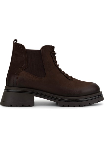 Kadın Hakiki Deri Kahverengi Casual Bot 599 0224 Bn Bot SK25-26 Kahve Nubuk