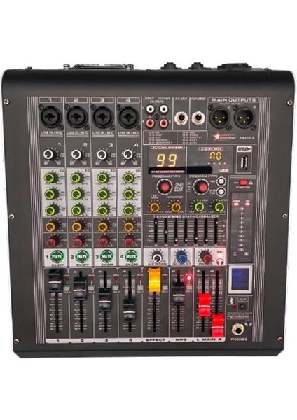 PM-4B800 - 4 Kanal 99 Dsp Effect Power Mixer - 4 Mono + 1 Aux Giriş - 2X400 Watt