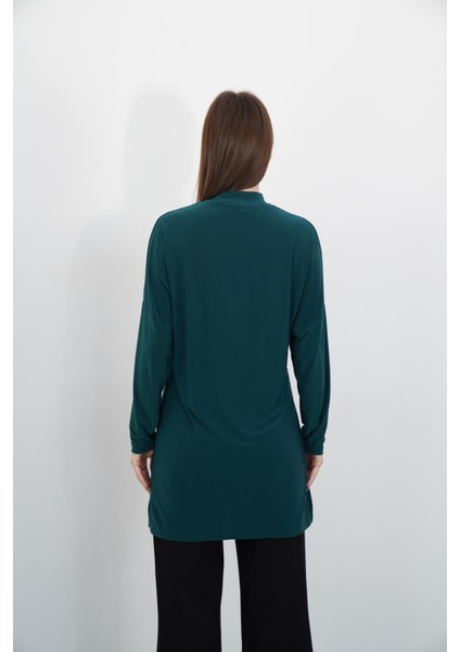 Tesettür Extra Uzun Tunik-Zümrüt Yeşil