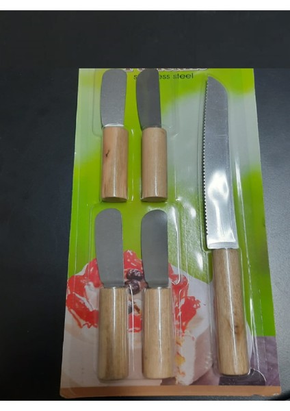 5 Parça Bıçaklı Tereyağı Bıçağı - Mini Spatula Ahşap Saplı Set modelleri
