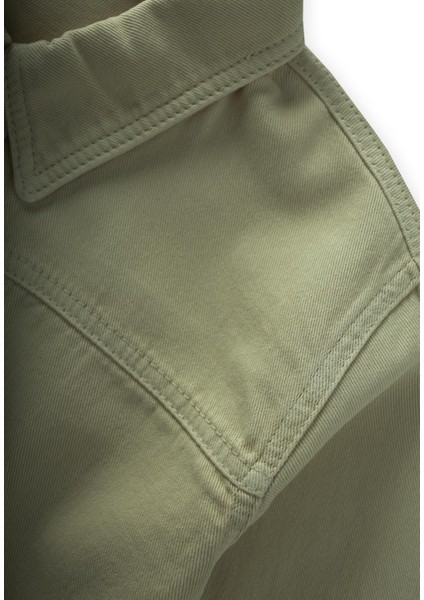 Tek Cepli Gabardin Gömlek 2-7 Yaş Haki Yeşil modelleri