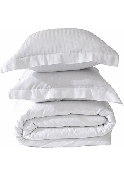 Pamuk Saten Jakarlı Beyaz Çift Kişilik Nevresim Takımı fırsatları