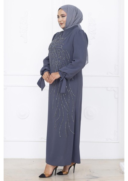 Irem Tesettür Abiye Antrasit modelleri