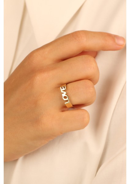 Love Yazılı Model Altın Yüzük ÇGKY0095