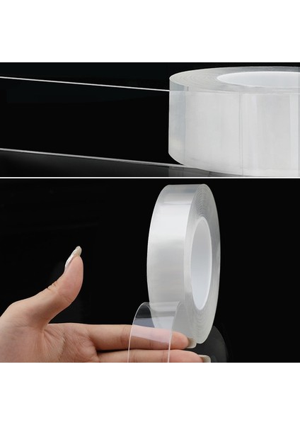 2 Metre x 3 cm Şeffaf Güçlü Nano Çift Taraflı Silikon Jel Yapıştırıcı Bant fiyatları
