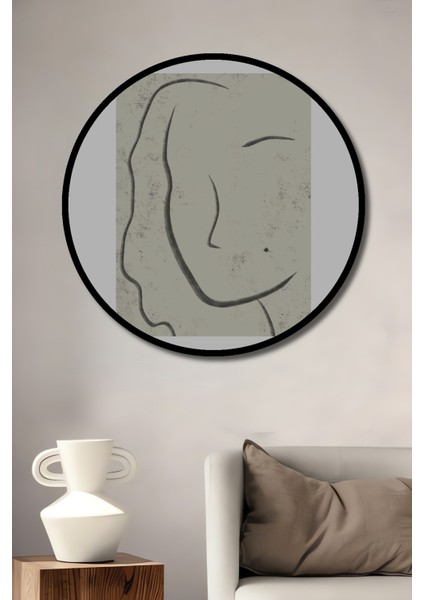 Dekoratif Ahşap Yuvarlak Çerçeve Görünümlü Tablo Zarif Hatlar