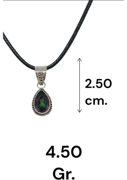 Damla Kesim Doğal Mistik Topaz Taşlı 925 Ayar Gümüş El Işçiliği Kolye Ucu modelleri