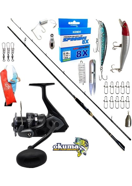Okuma Wave Power 4000 274CM 8-42GR Oslo Zen Pro Karbon Rapala Maket Balık Spin Olta Takımı Seti
