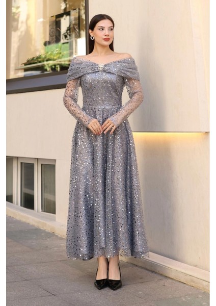 Aşkın Büyüsü Abiye Elbise 6054-GRI