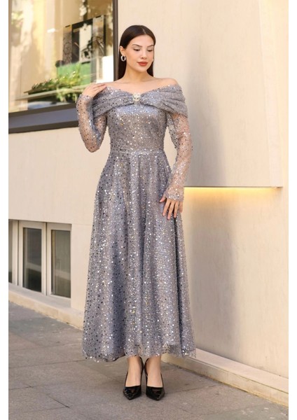 Aşkın Büyüsü Abiye Elbise 6054-GRI modelleri