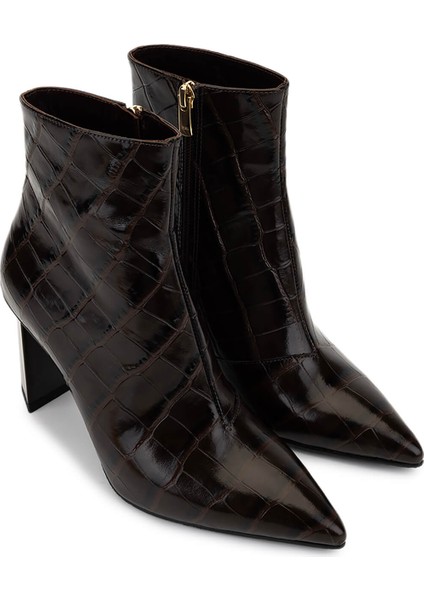 Kadın Hakiki Deri Kahverengi Kroko Topuklu Bot 1036 7558 Bn Bot SK25-26 Kahve Kroko fiyatları