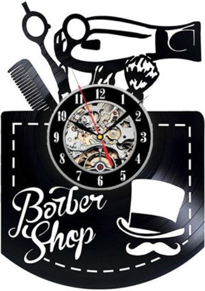 Dekoratif Mdf Sapkalı Erkek Kuafor Temalı Duvar Saati