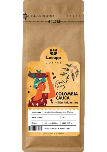 Lacupp - Colombia/cauca - Öğütülmüş Filtre Kahve/çekirdek Kahve - 250 gr | 100% Arabica