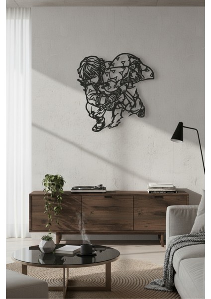 Anime Çizgi Karakter Metal Tablo Mat Siyah Duvar Dekoru 45X45 cm – 60X60 cm