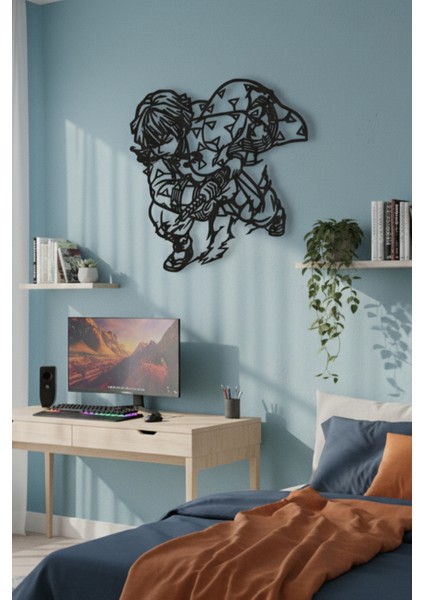 Anime Çizgi Karakter Metal Tablo Mat Siyah Duvar Dekoru 45X45 cm – 60X60 cm modelleri