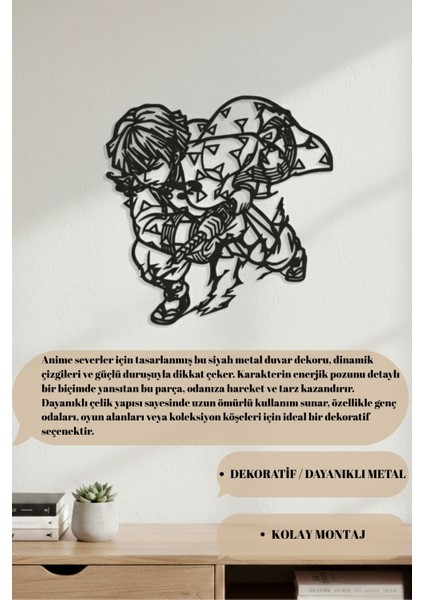 Anime Çizgi Karakter Metal Tablo Mat Siyah Duvar Dekoru 45X45 cm – 60X60 cm indirimleri