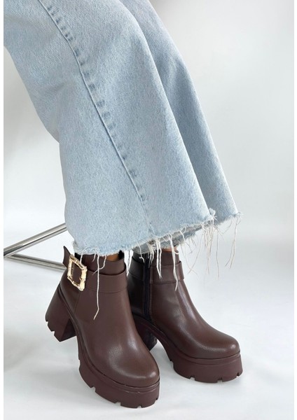 Pinma Kahverengi Cilt Topuklu Bot modelleri