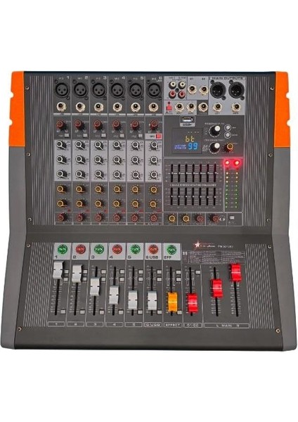 PM-6D1200 - 6 Kanal 99 Dsp Effect Power Mixer - 6 Mono + 2 Aux Giriş - 2X600 Watt