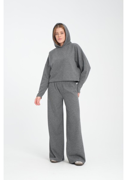 Selanik Kumaş Kısa Kesim Sweatshirt - Kapüşonlu Rahat Kalıp