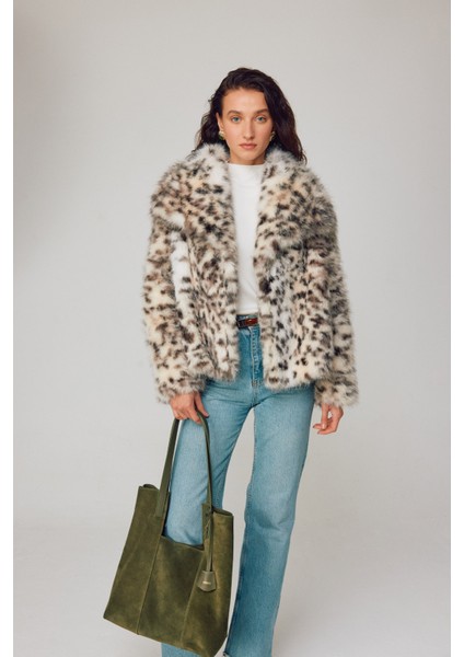 Suvea Haki Süet Deri Omuz Çantası