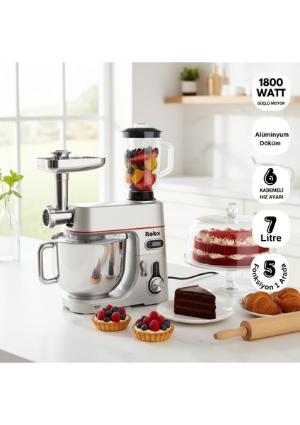 SR50 Döküm Gövde 7 Litre Içli Köfte Hamur Yoğurma Kıyma Çekme Erişte Blender Çıpıcı mixer Set indirimleri