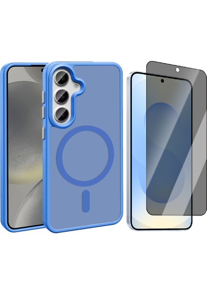 Galaxy S25 Plus Kılıf M-safe Şarj Özellikli Mat Arka Yüzey Vendas Sio Kapak + Hayalet Cam Ekran Koruyucu