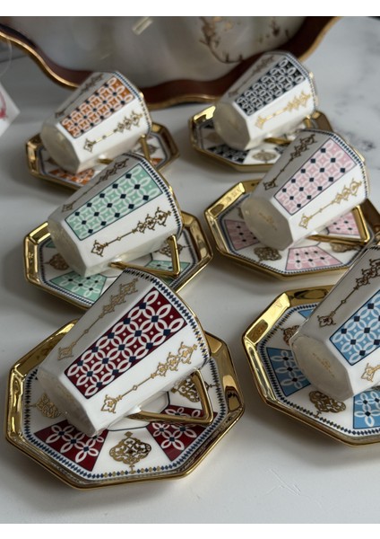 Türk Kahve Fincanı Abel Mix 6 Kişilik 12 Parça modelleri