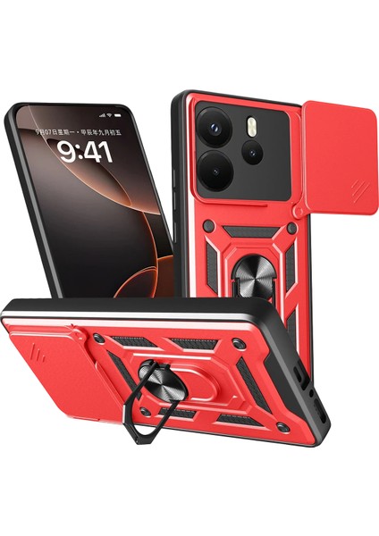 Mtxdpn Newface Xiaomi Redmi Note 14 4g Pars Lens Yüzüklü Silikon - Kırmızı