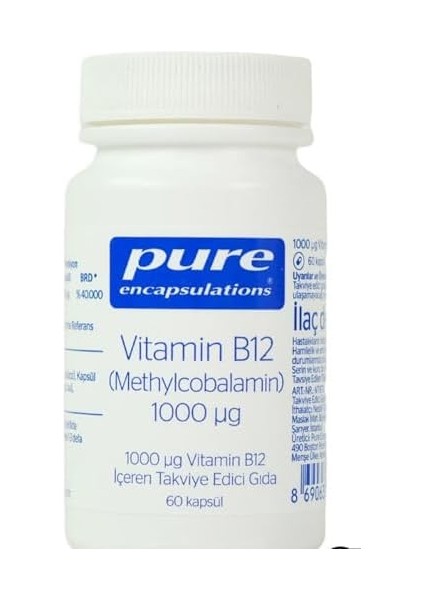 Pure Encapsulations Vitamin B12 1000 Mcg, 60 Kapsül, Metilkobalamin Form, Vegan modelleri