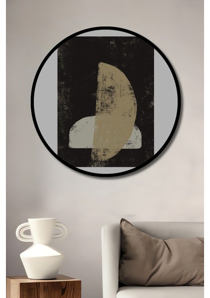 Dekoratif Ahşap Yuvarlak Çerçeve Görünümlü Tablo Yarı Gece