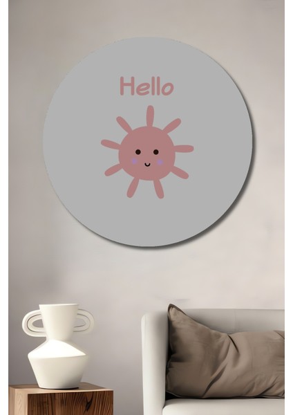 Dekoratif Ahşap Yuvarlak Tablo Pembe Güneş