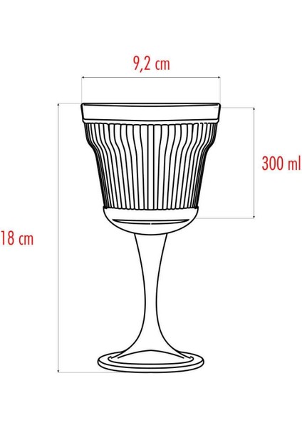 Akrilik Barok Füme 6 Lı Ayaklı Bardak