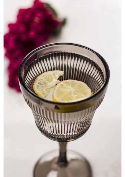 Akrilik Barok Füme 6 Lı Ayaklı Bardak