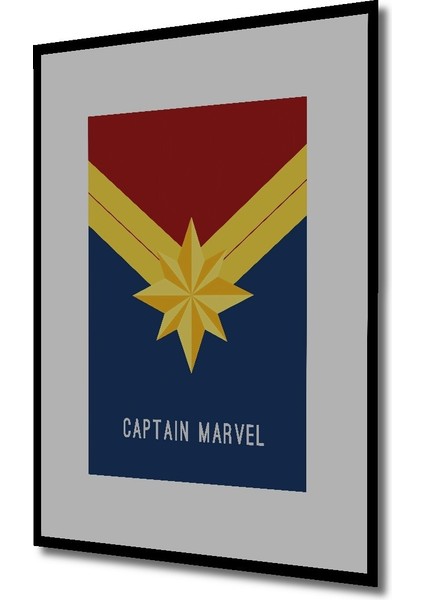 Dekoratif Ahşap Dikdörtgen Tablo Captain Marvel Çerçeve Görünümlü fiyatları