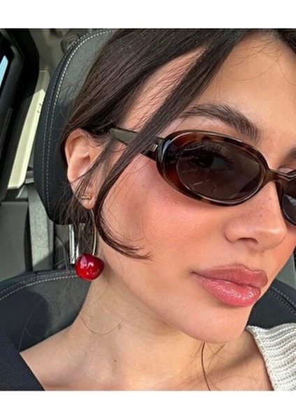 Kadın Sallantılı Kiraz Küpe Altın Renk 2cm x 5cm Boyutuyla Özel